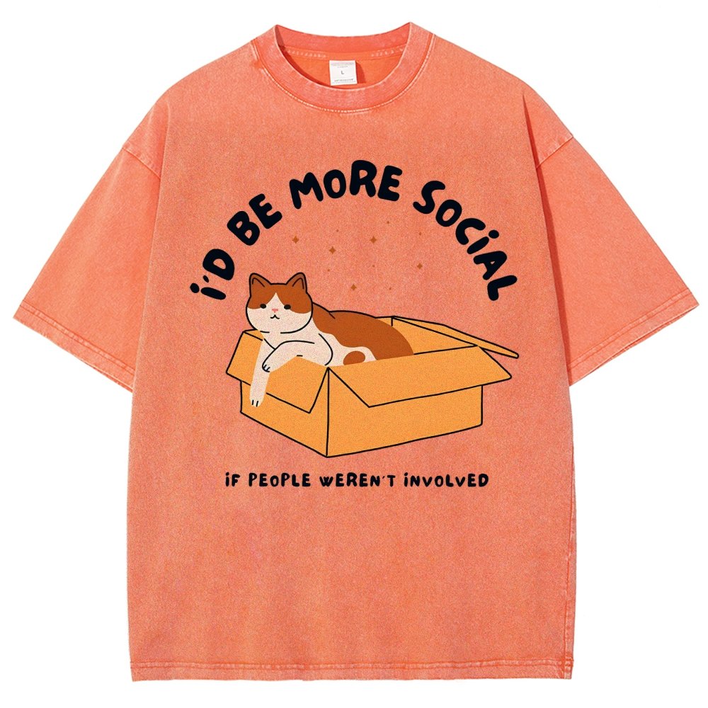 I'd Be More Social Vintage Distressed T-shirt