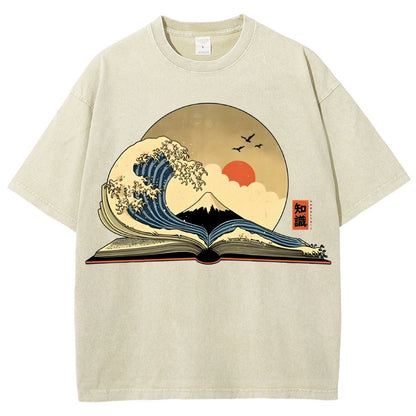 The Great Wave of Knowledge Vintage Distressed T-shirt