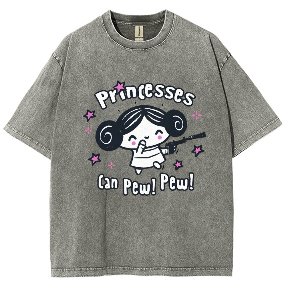 Princesses Can Pew! Pew! Too Vintage Distressed T-shirt
