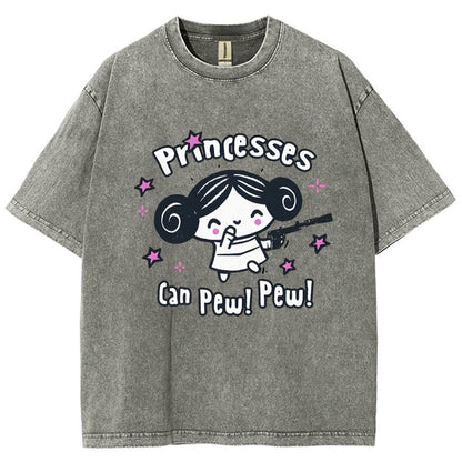 Princesses Can Pew! Pew! Too Vintage Distressed T-shirt