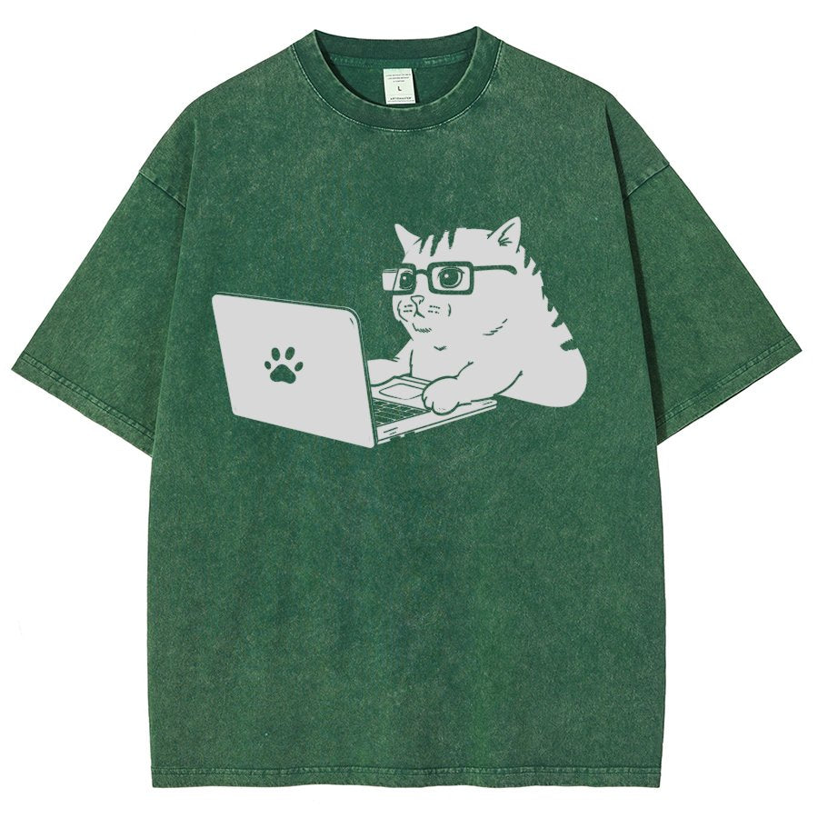 Cats & Computers Vintage Distressed T-shirt