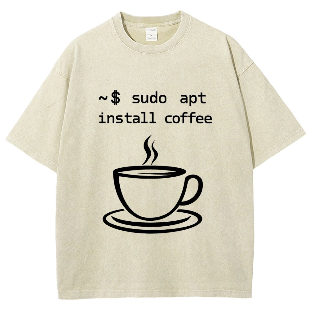 Sudo Apt-Get Install Coffee Vintage Distressed T-shirt