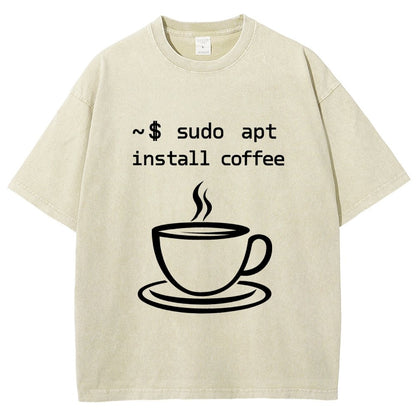 Sudo Apt-Get Install Coffee Vintage Distressed T-shirt