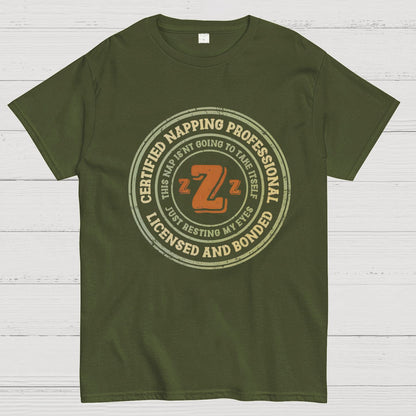 Certified Napping Professional Funny Z Geeky T-Shirt