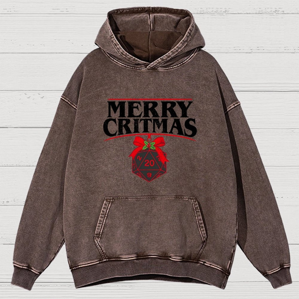 Merry Critmas D20 Holiday Vintage Distressed Hoodie