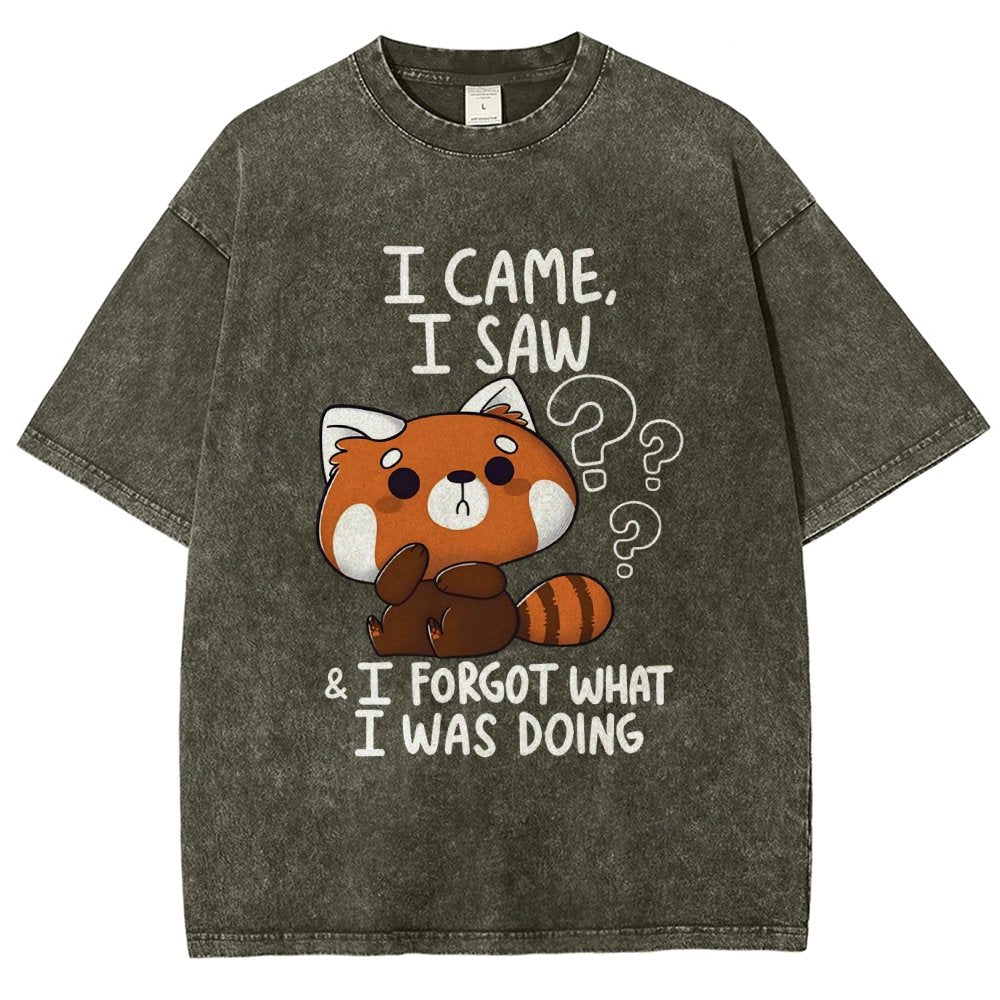 I Came I Saw I Forgot What I Was Doing Forgetful Red Panda Vintage Distressed T-shirt