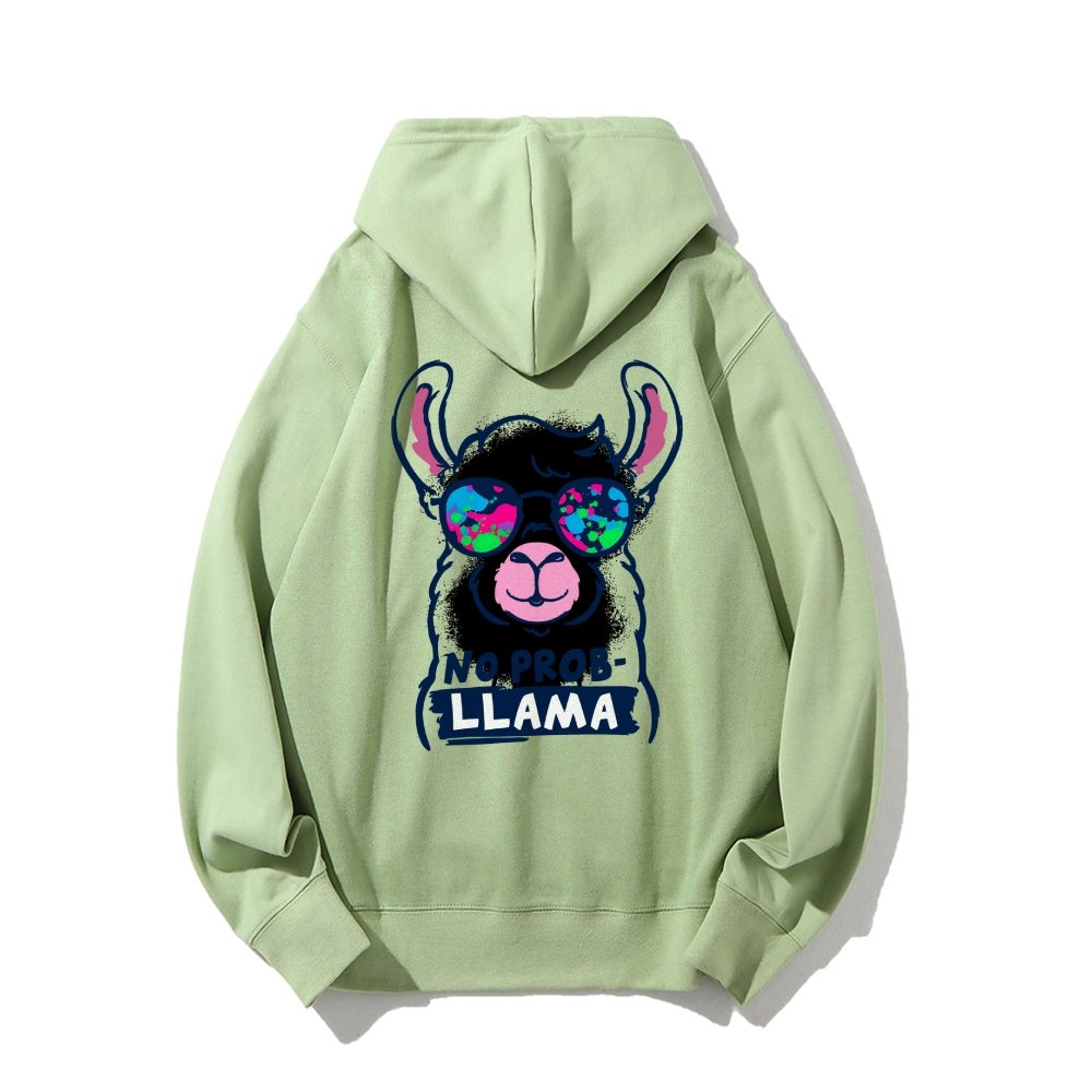 No probllama Printed Back Unisex Cotton Hoodie