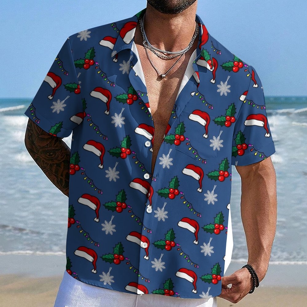 Fun Christmas Hat Print Geeky Shirt