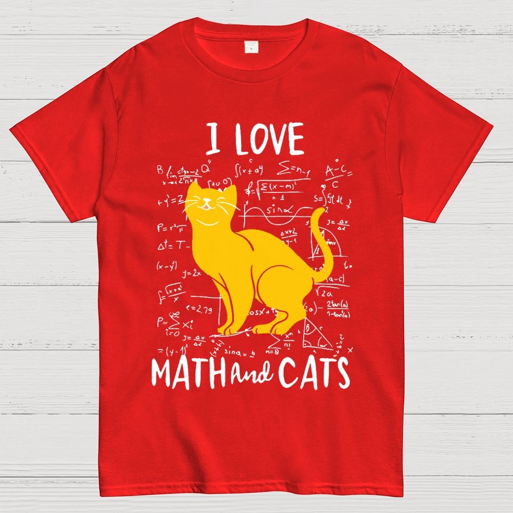 I Love Math And Cats Unisex Geek T-Shirt