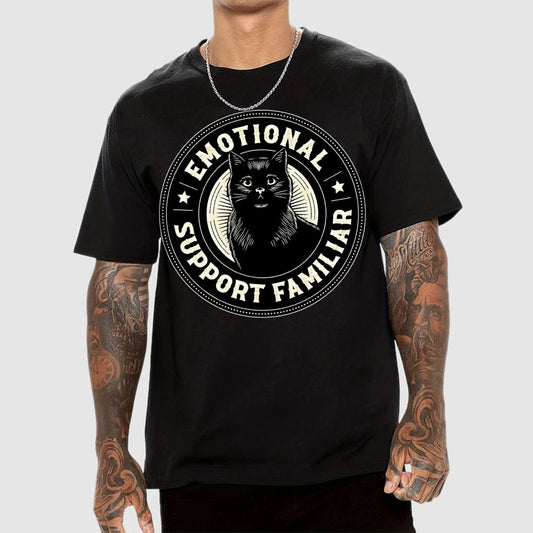 Emotional Support Familiar Black Cat Geek T-Shirt