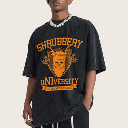 Shrubbery University Vintage Distressed T-shirt