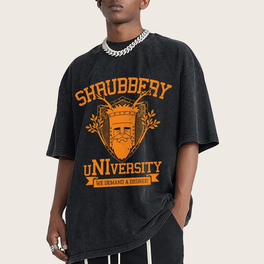 Shrubbery University Vintage Distressed T-shirt