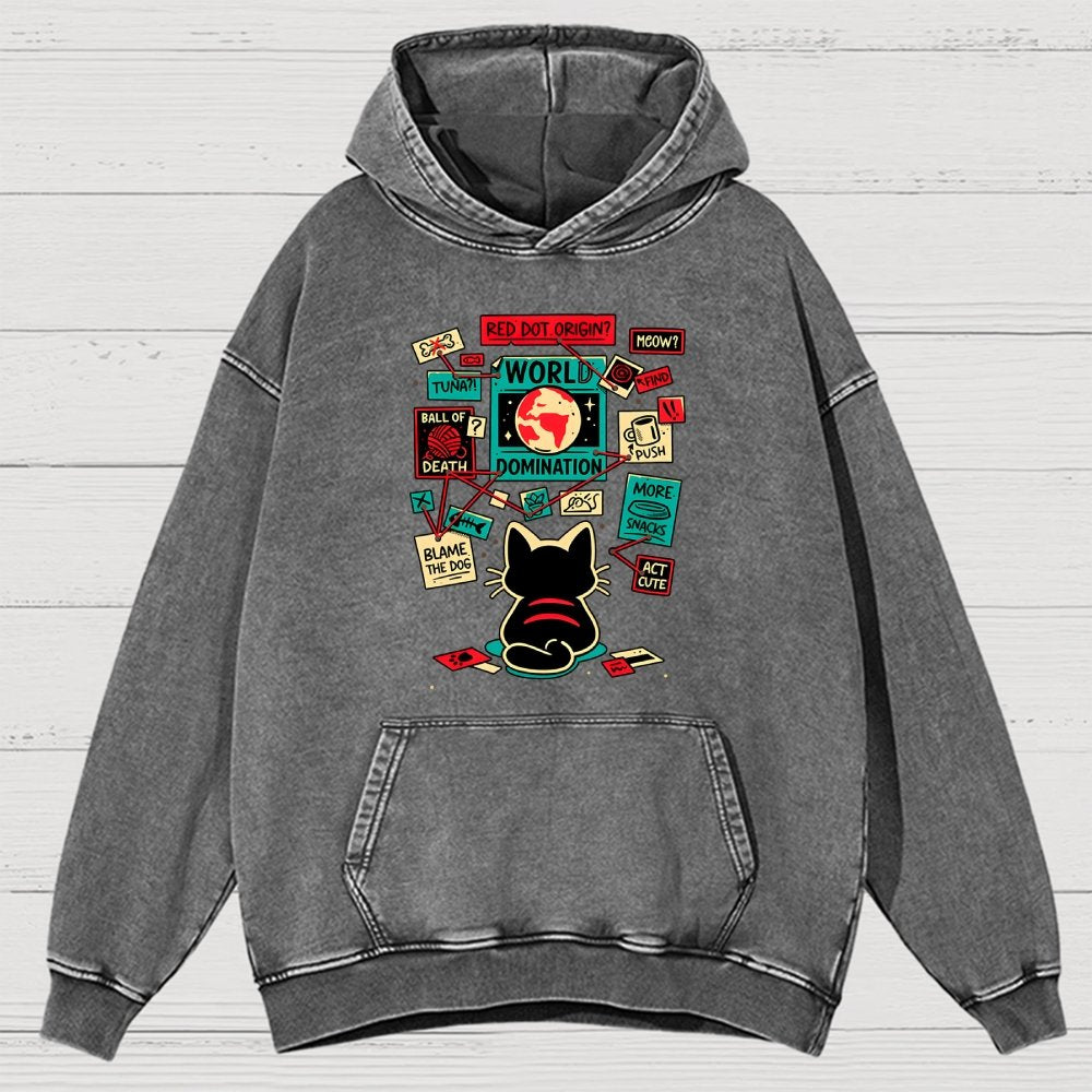 Cat Master Plan Vintage Distressed Hoodie