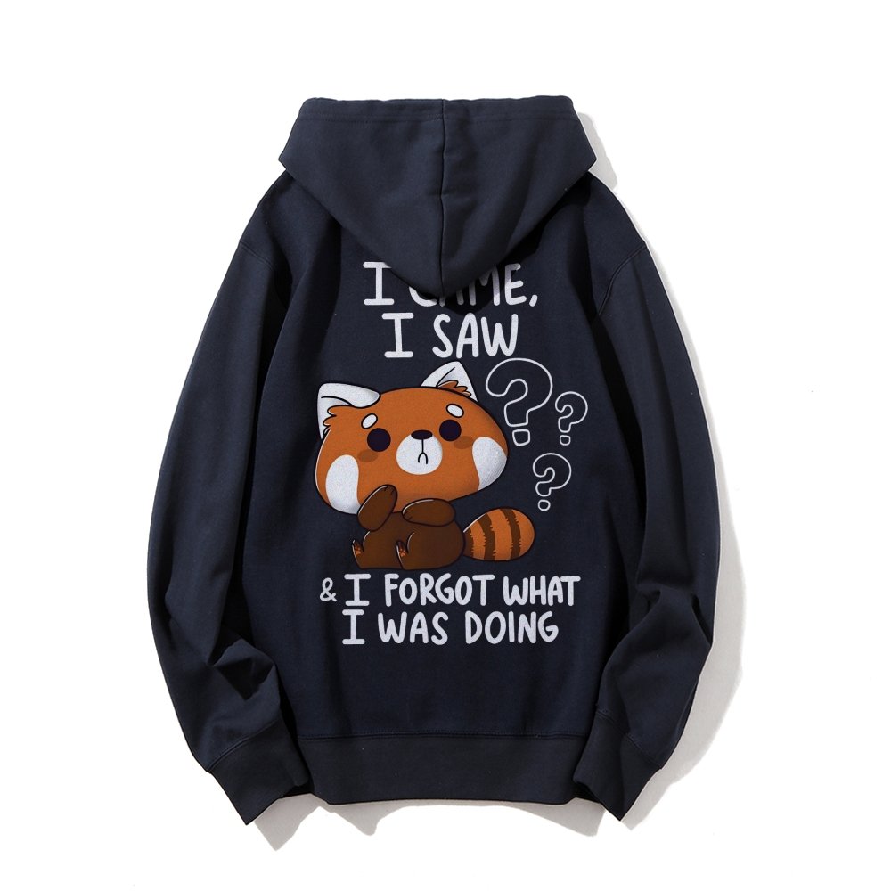 Forgetful Red Panda Printed Back Unisex Cotton Hoodie