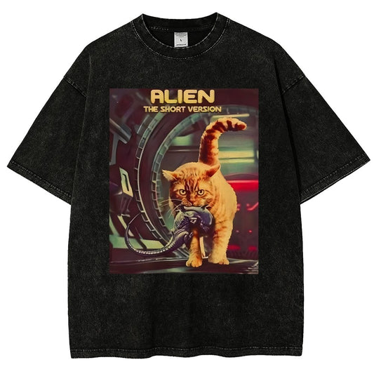 Mystery Cat Heavy Vintage Distressed T-shirt
