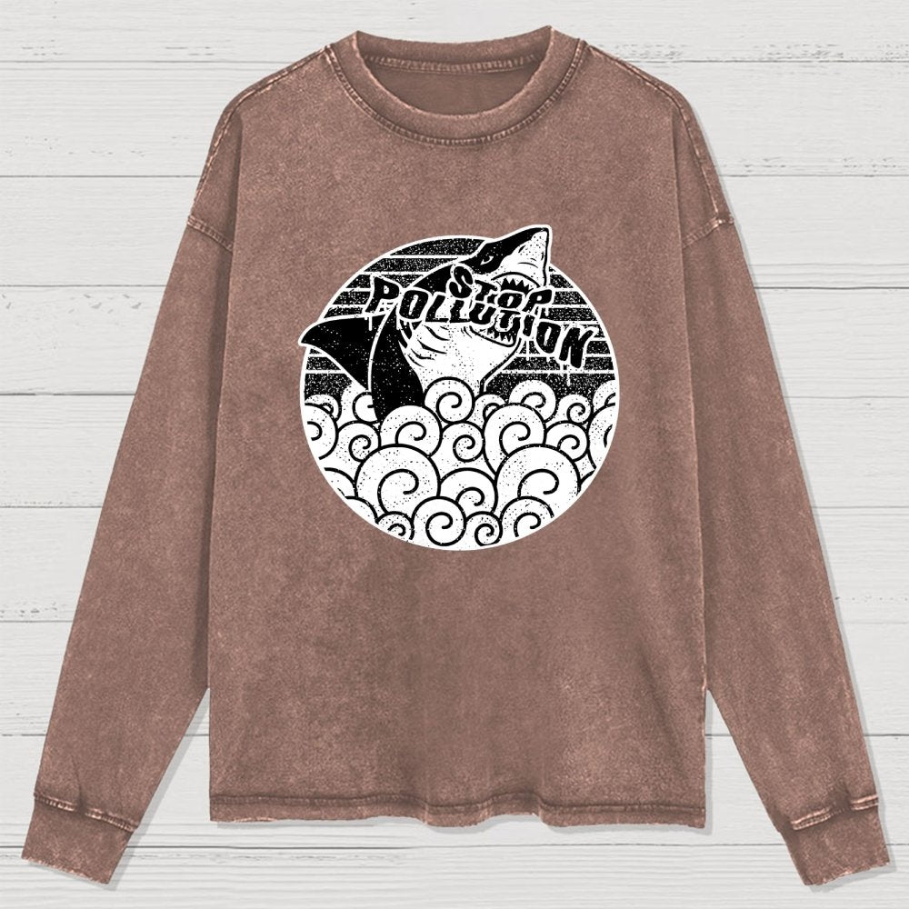 Stop pollution Washed Long Sleeve Tee