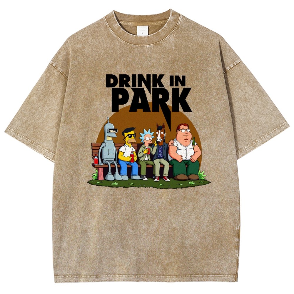 Drink in Park Vintage Distressed T-shirt