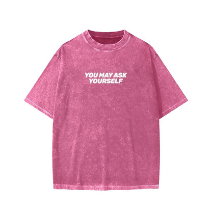 Techno Apocalypse Front And Back Printing Washed T-shirt