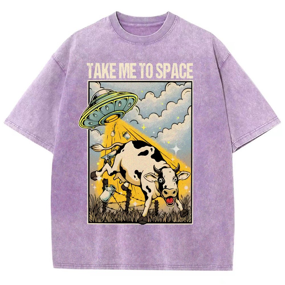 Take Me to Space - Alien Cow Abduction Vintage Distressed T-shirt