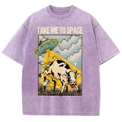Take Me to Space - Alien Cow Abduction Vintage Distressed T-shirt