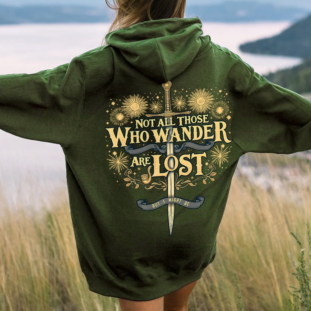 I Might Be Lost Printed Back Unisex Cotton Hoodie