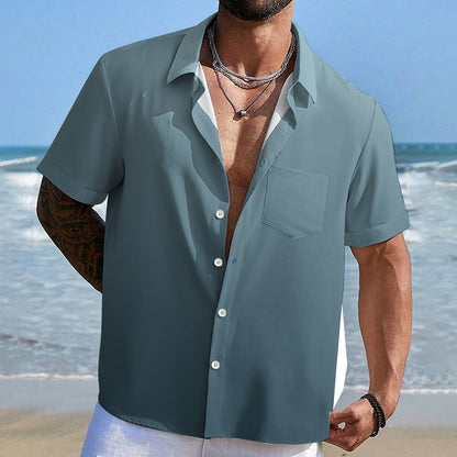 Gradient Color Comfortable Casual Cotton And Linen Geek Shirt