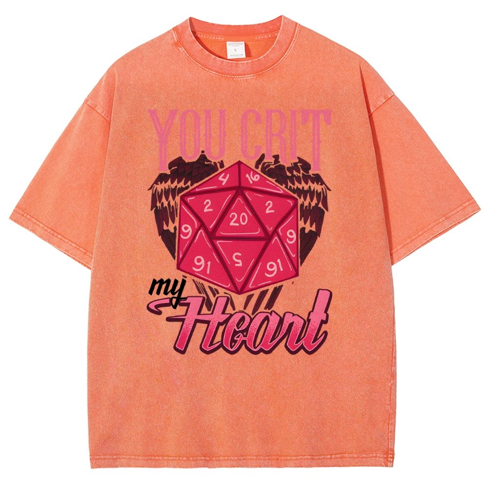 You Crit My Heart Fun Board Game Valentine's Day Nerd Vintage Distressed T-shirt