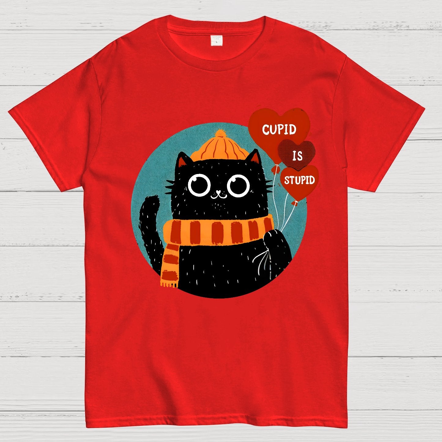 Cupid Is Stupid Funny Cat Geek T-Shirt