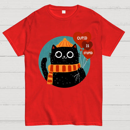 Cupid Is Stupid Funny Cat Geek T-Shirt