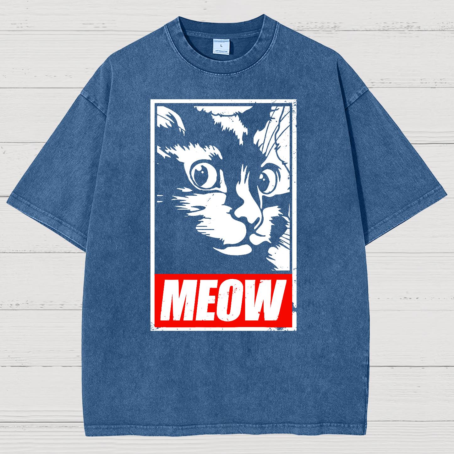 Meow！！Vintage Distressed T-shirt
