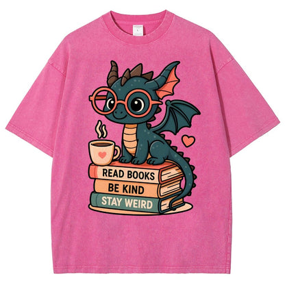Dragons and Books - Kind and Weird Vintage Distressed T-shirt