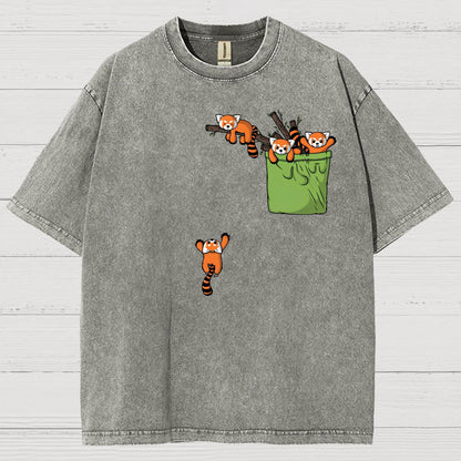 Pocket Red Panda Vintage Distressed T-shirt