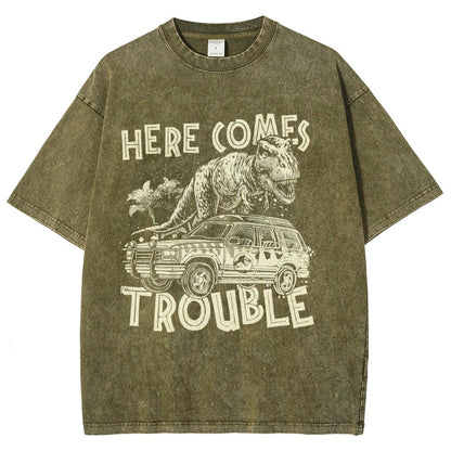 Here Comes Trouble Vintage Distressed T-shirt