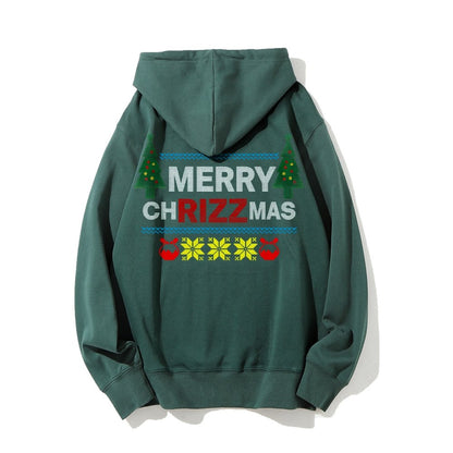 MERRY CHRIZZMAS Printed Back Unisex Cotton Hoodie