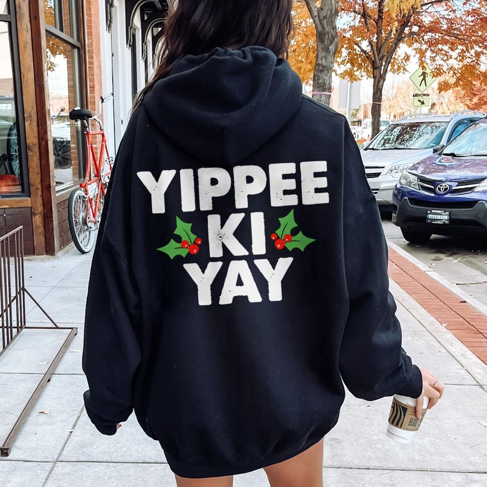 Yippee-Ki-Yay Printed Back Unisex Cotton Hoodie
