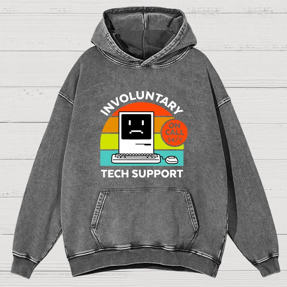 Overthinking Mode ON! Involuntary Tech Support Vintage Distressed Hoodie