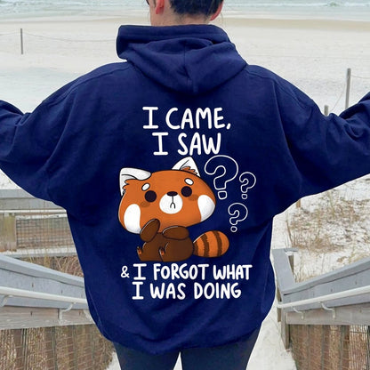 Forgetful Red Panda Printed Back Unisex Cotton Hoodie