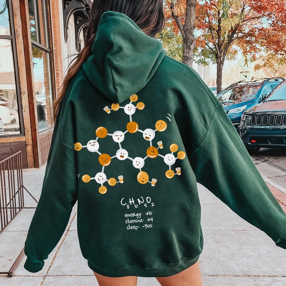 Caffeine Power Up Printed Back Unisex Cotton Hoodie