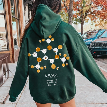 Caffeine Power Up Printed Back Unisex Cotton Hoodie