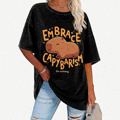 Capybarism Do Nothing Vintage Distressed T-shirt