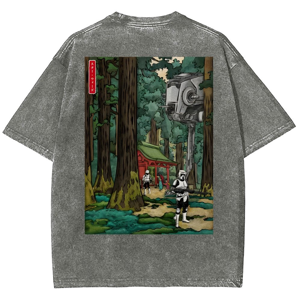 Cosmic Realm In Japanese Forest Washed T-Shirt