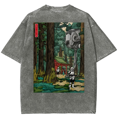 Cosmic Realm In Japanese Forest Washed T-Shirt