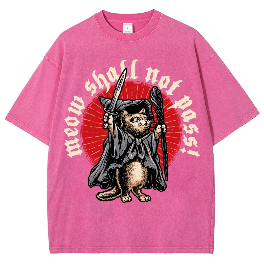 Meow Shall Not Pass Vintage Distressed T-shirt