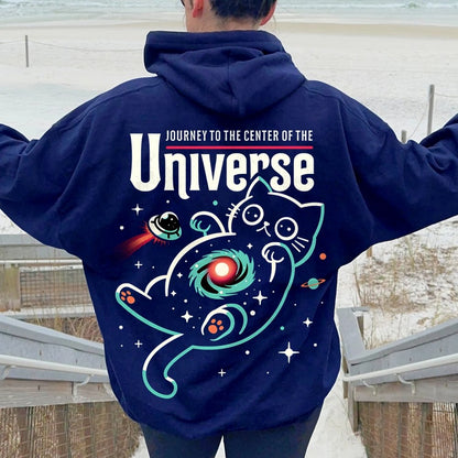 Journey to the Center of the Universe Geek Printed Back Cotton Hoodie