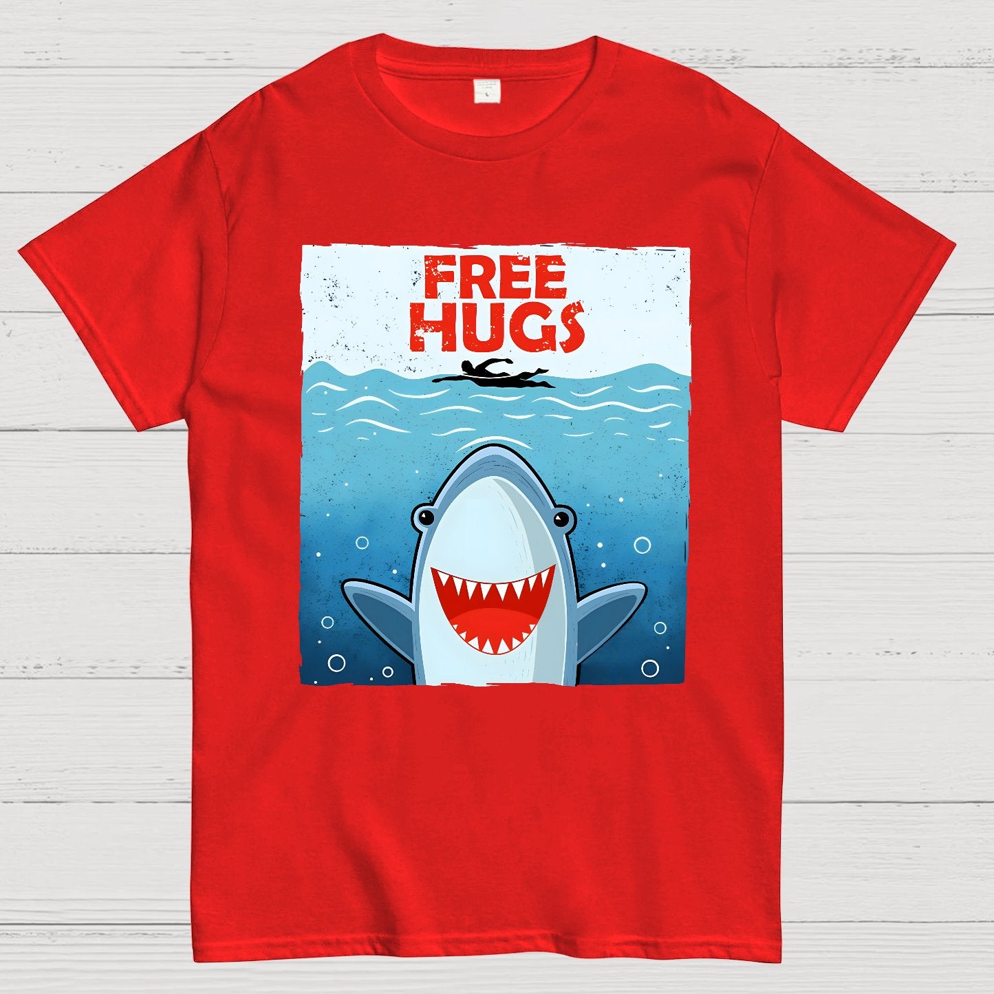 Free Shark Hugs Geek T-Shirt