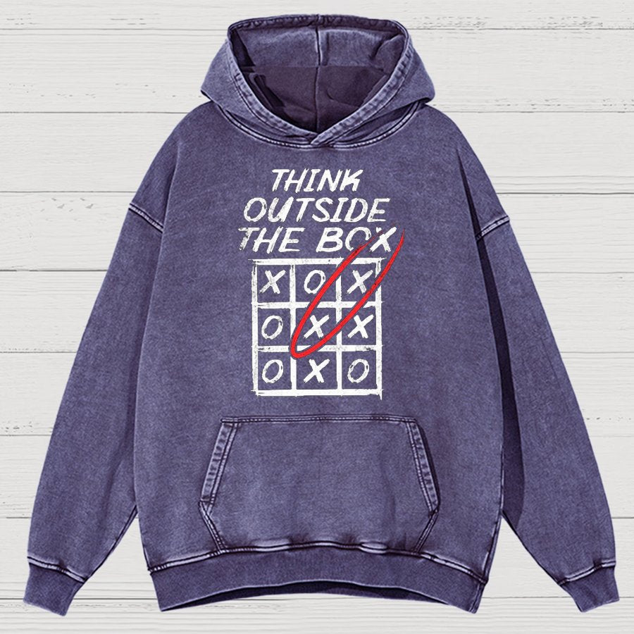 Think Outside The Box Nerd Vintage Distressed Hoodie