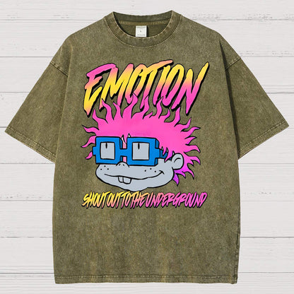 Cartoon Monster Graphic Print Vintage Distressed T-shirt