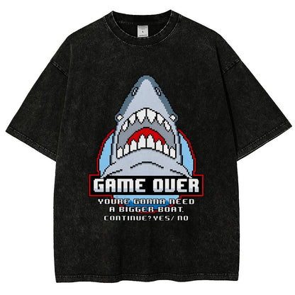 Game Over Shark Vintage Distressed T-shirt