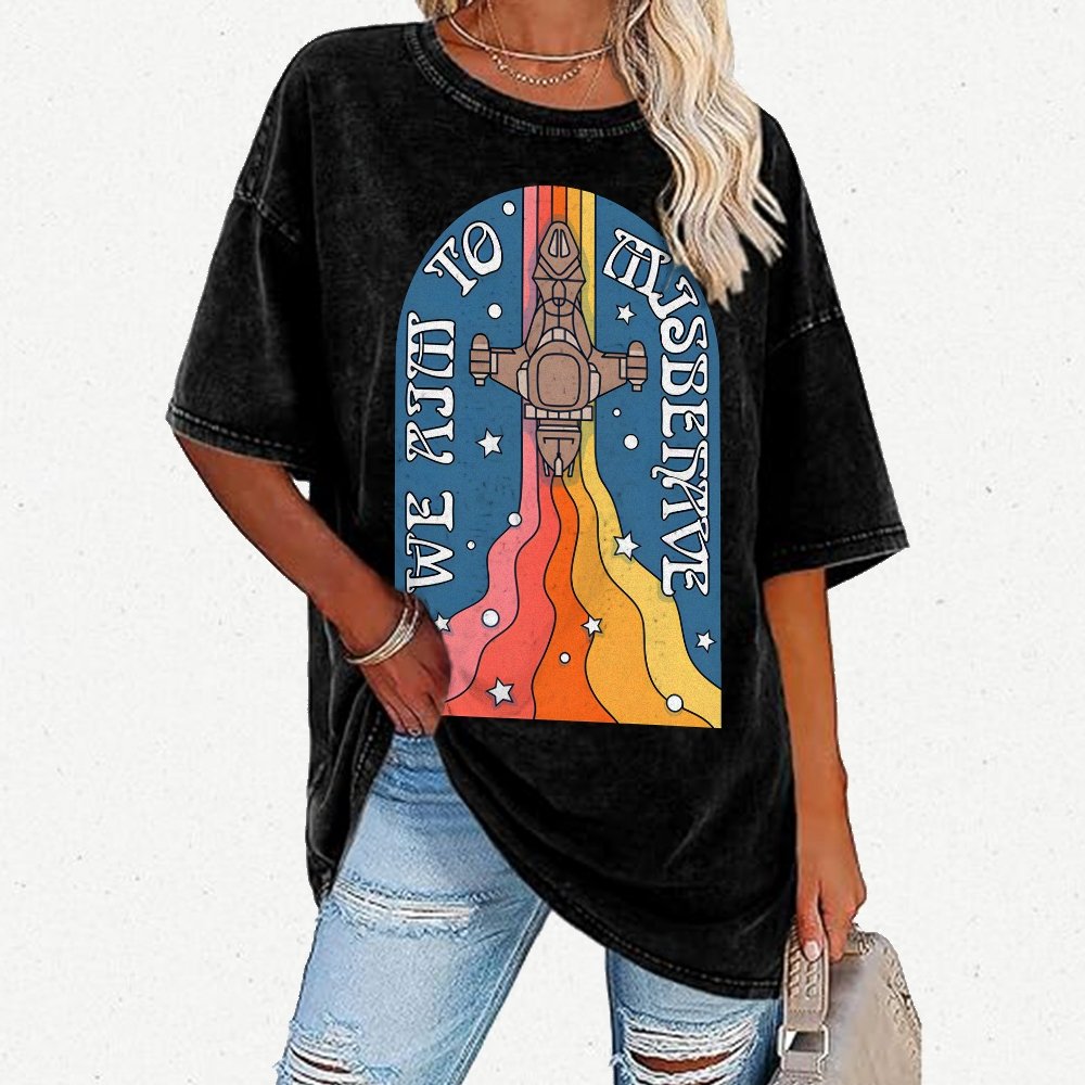 Psychedelic Aim to Misbehave Vintage Distressed T-shirt