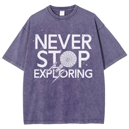 Never Stop Exploring Vintage Distressed T-shirt